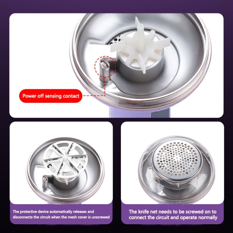 Kiyimlar va mebellardan olib tashlash uchun portativ USB quvvatlanadigan mato qirqish