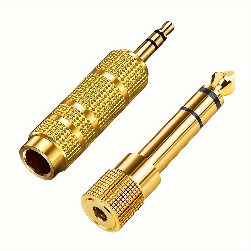 Gold-Plated Audio Adapter Set for Guitar Amps and Mixers 3.5mm to 6.35mm
