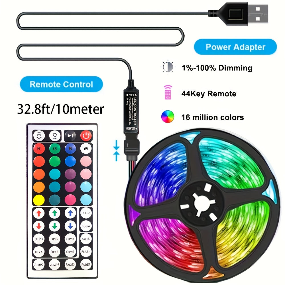 Wireless RGB LED Strip Light Dimmable Remote Control Decoration for Living Rooms