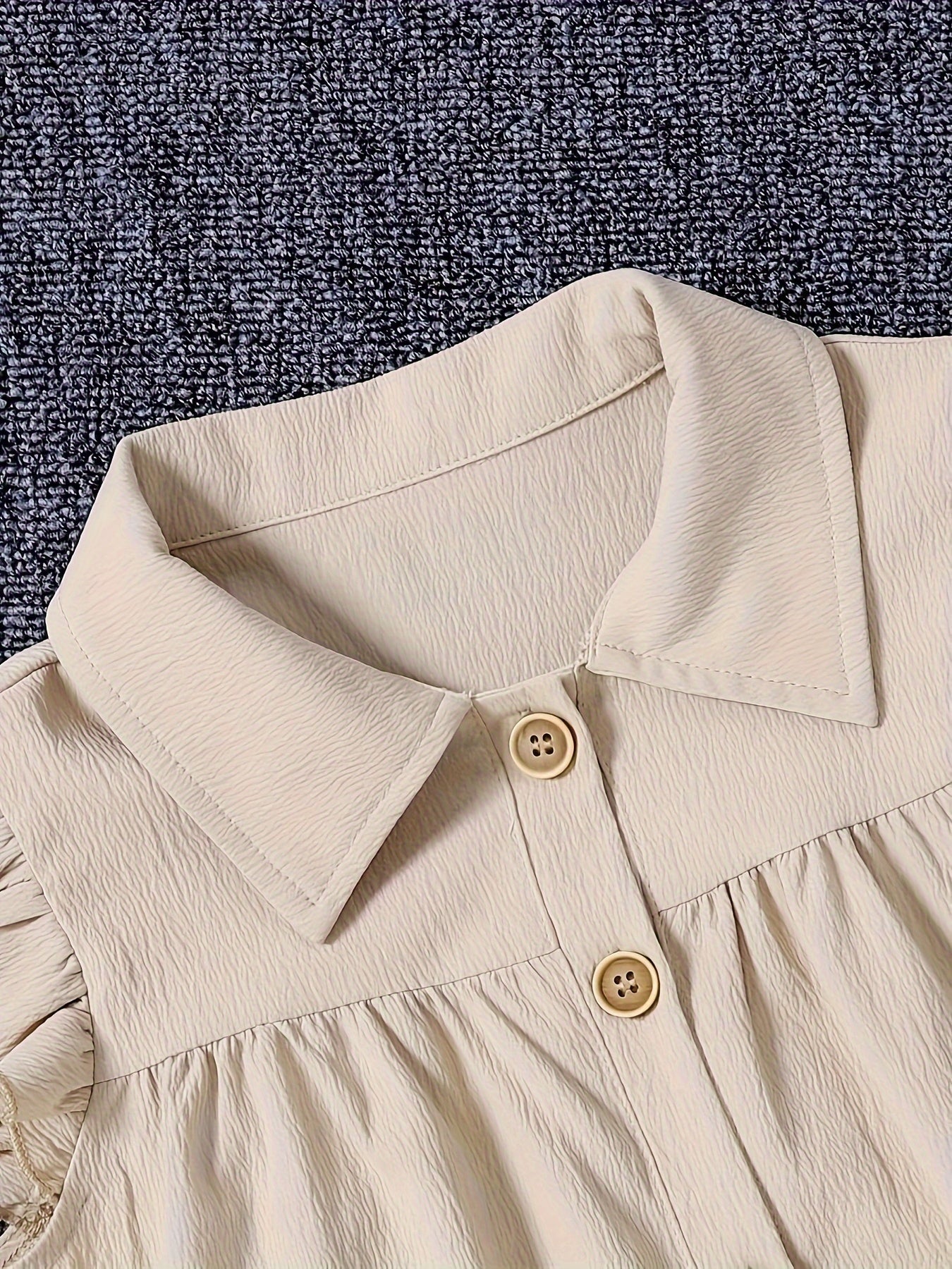 Teen Women's Solid Color Loose Fit Dress Made of 100% Polyester Woven Fabric