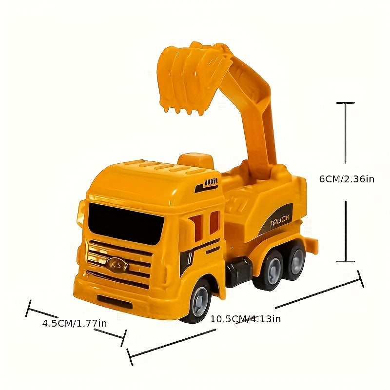 Children's Plastic Toy Trucks Set with Excavator Cement Mixer and Crane for Ages 3+