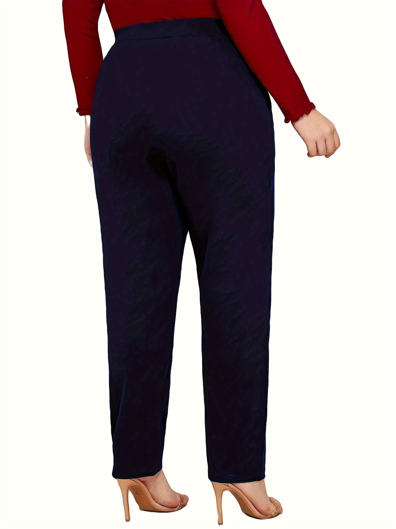 Women's Plus Size Straight Leg Casual Pants Solid Color High Waist