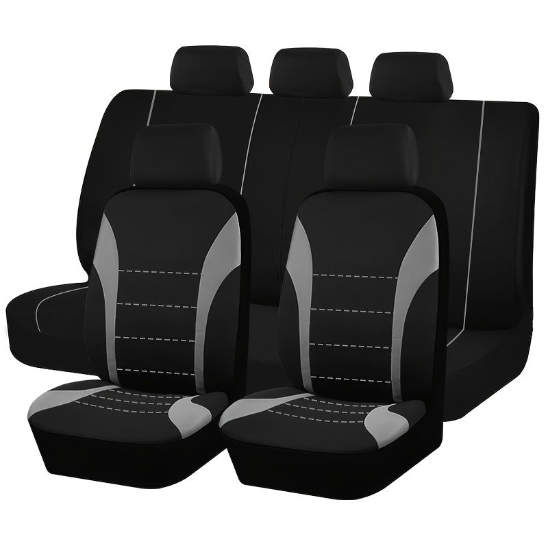 Universal Car Seat Cover Set 9pcs Black Gray Red Blue Cushions Auto Accessories