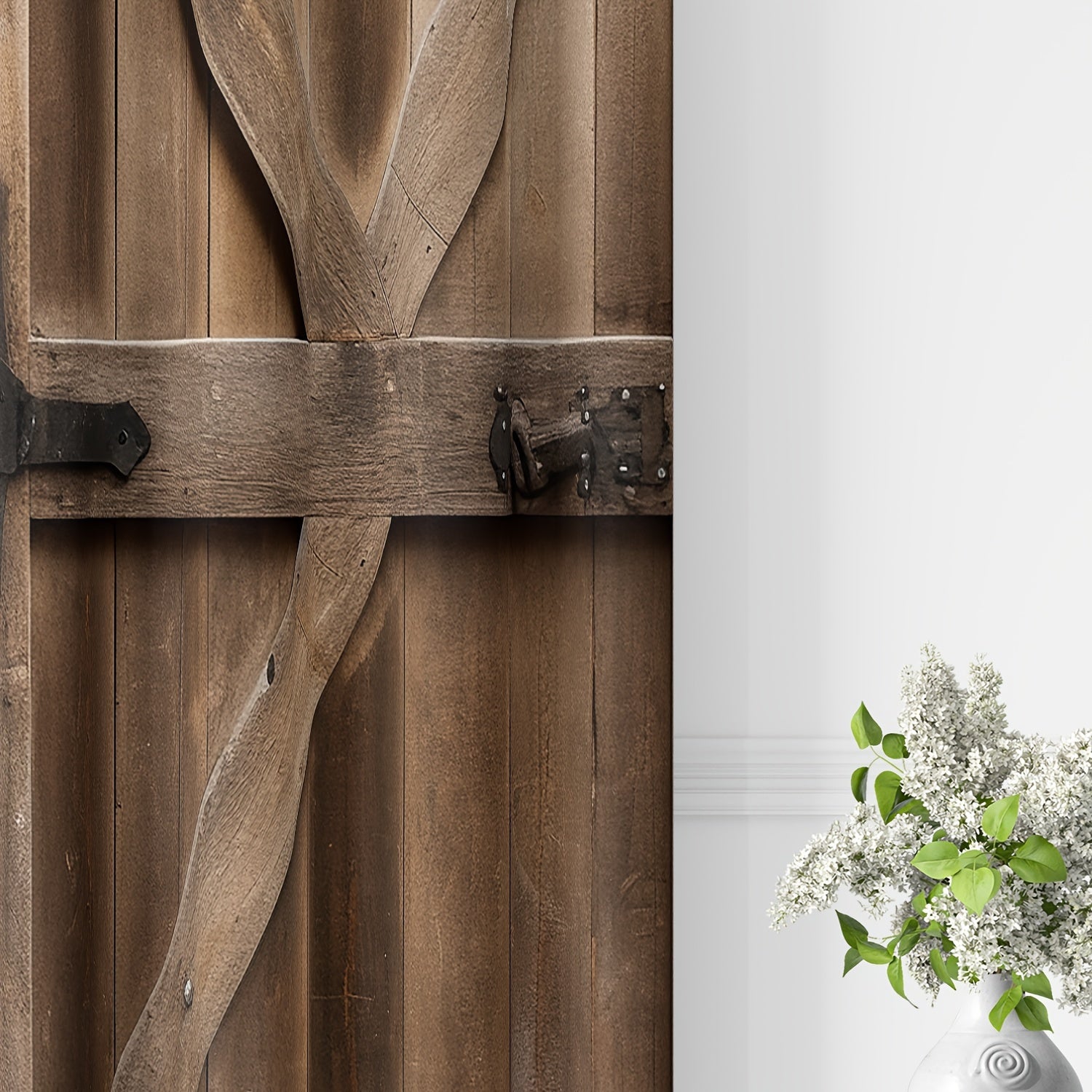 Paneles de cortina de puerta de granero de estilo vintage para granja, con filtro de luz, poliéster twill, bolsillo para barra