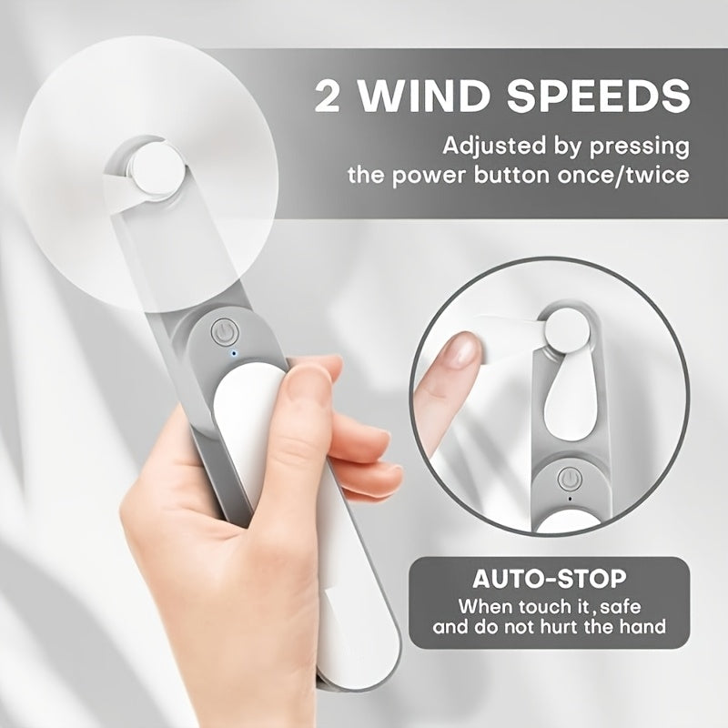 Oʻzini yopadigan elektr fan portativ USB qayta zaryadlanadigan ikki tezlikli ichki va tashqi foydalanish uchun