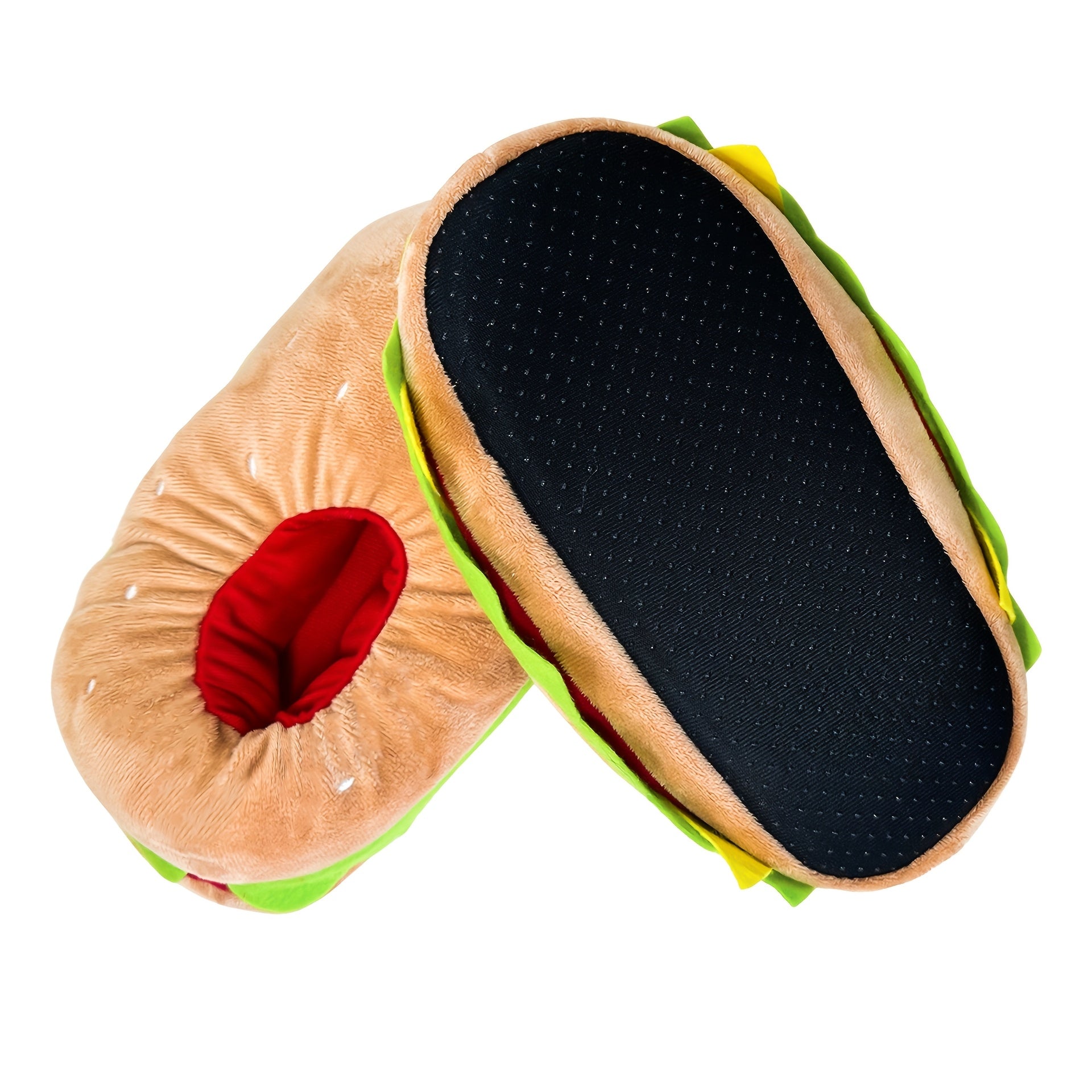 Unisex Plush Cheeseburger Slippers Non-Slip Cozy Indoor Shoes