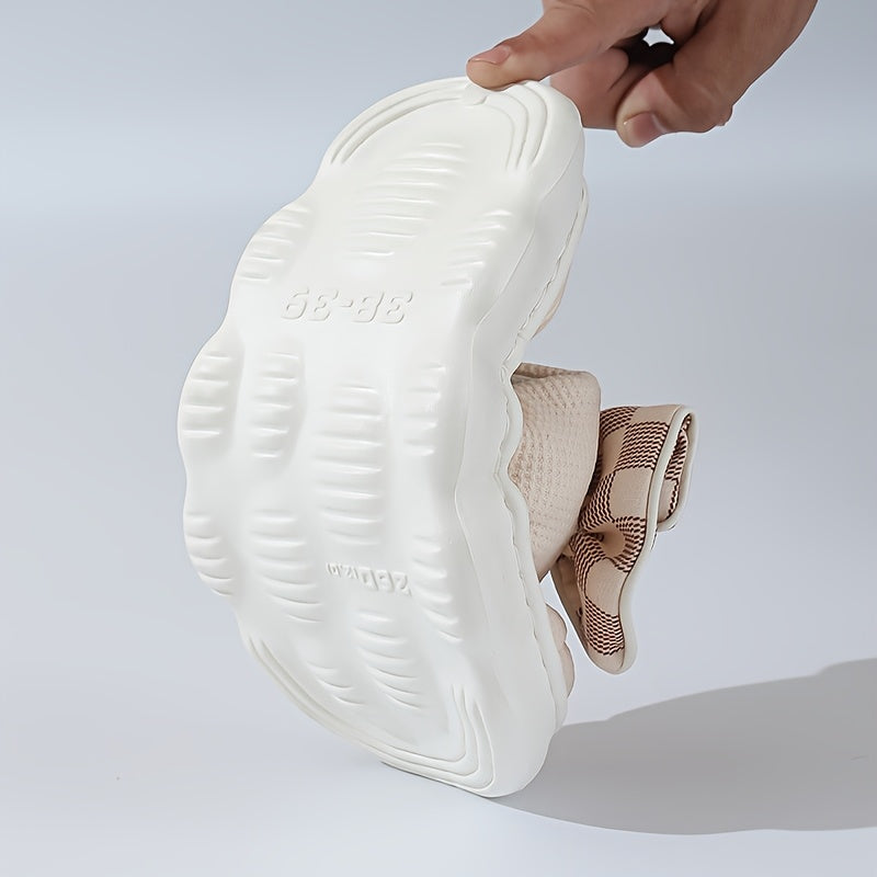 Women’s Slip-On Slippers with Bow, Cushioned EVA Sole, Indoor Outdoor, Black White