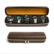 Caja para relojes de cuero sintético para 5 relojes con forro de terciopelo y carcasa dura