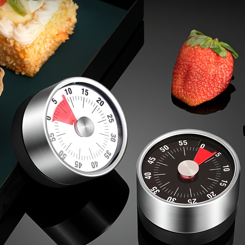 Stainless Steel oshxona taymer 60 daqiqalik mexanik hisoblagich, ikki tomonlama displey, qizil va oq