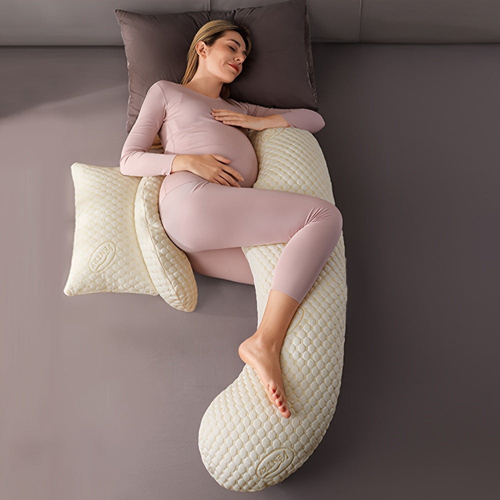 Oltin Maternity Pillow - Bel, Qorin va Oyoqlar uchun Qo'llab-quvvatlovchi H-Shakl Dizayni bilan Eng Yuqori Quvvat | Yumshoq polyesterdan tayyorlangan, olib tashlanadigan qopqoqni o'z ichiga oladi | Shukrona, Rojdestvo va Halloween uchun ideal sovg'a.