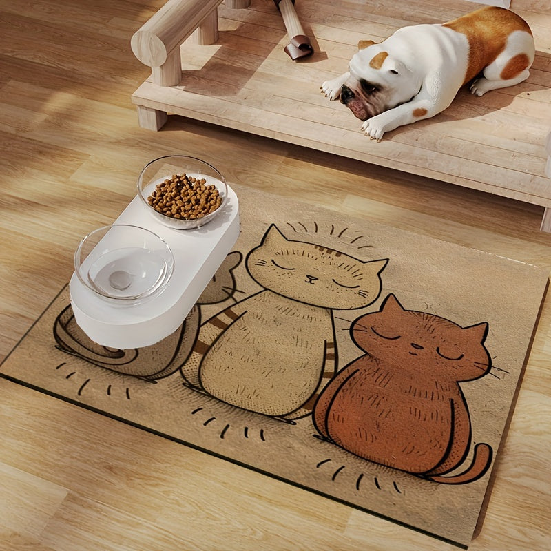 Cute Cat and Dog Pet Placemat Polyester Easy to Clean All Seasons