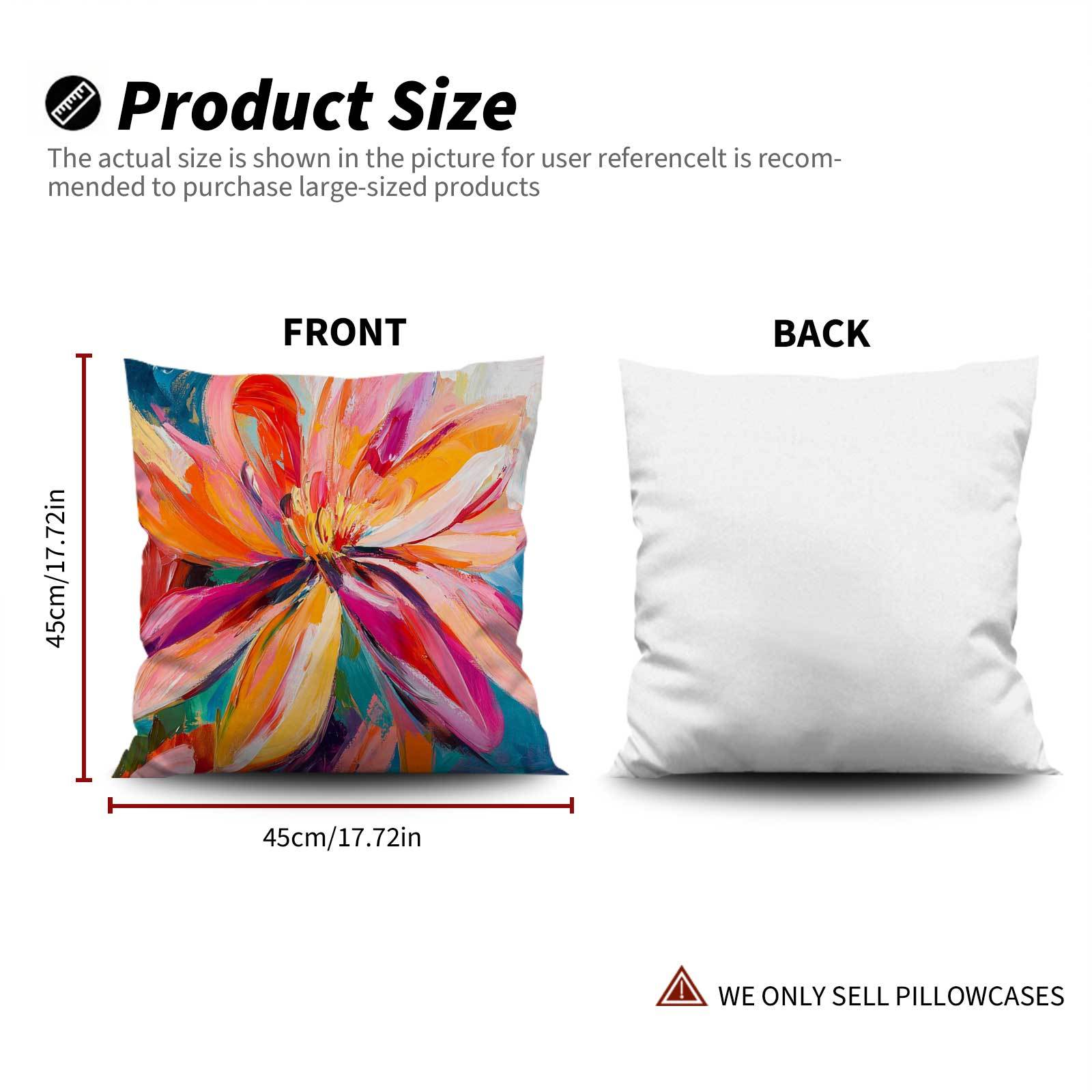 Set of 4 Modern Floral Throw Pillow Covers Polyester Zipper Closure All-Season Decor