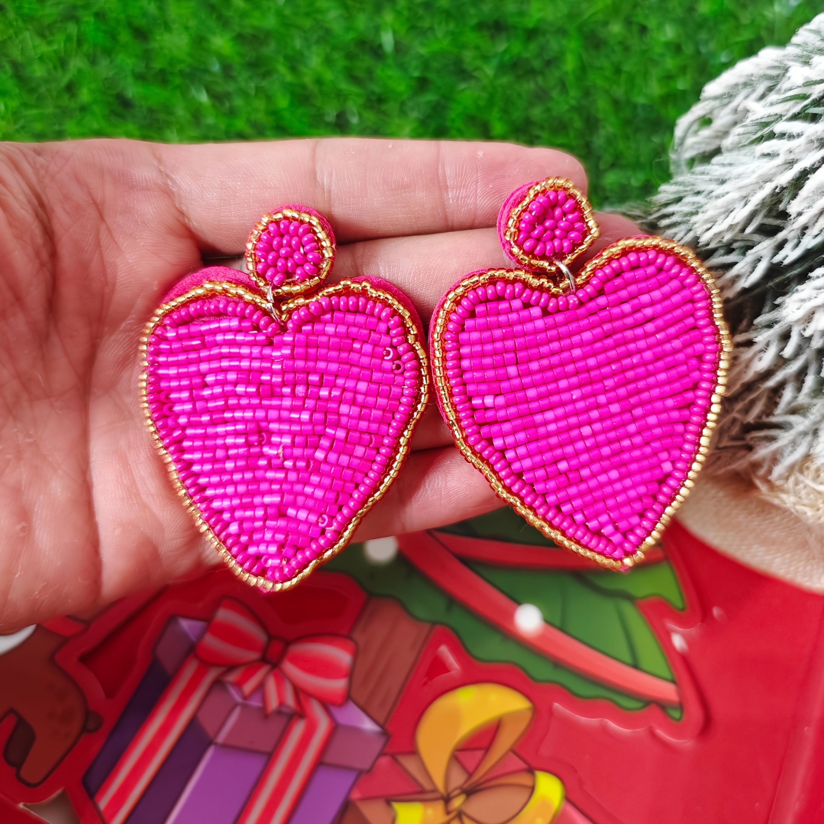 Шикарные ручной работы серьги в форме сердца с бусинами, изящные посты из нержавеющей стали, романтичные висячие серьги на День святого Валентина для женщин, идеальны для свадеб и особых мероприятий, универсальный аксессуар на весь год