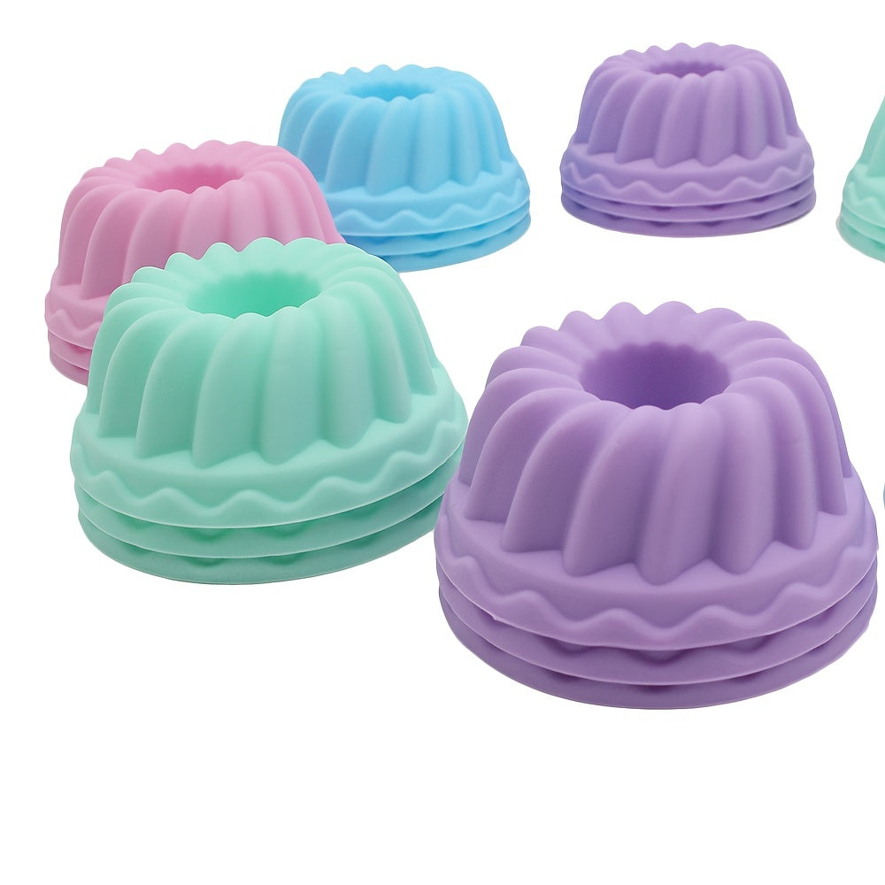 Silicone Muffin Cups Set 12 Fluted Tube Cake Liners Reusable Mini Bundt Molds