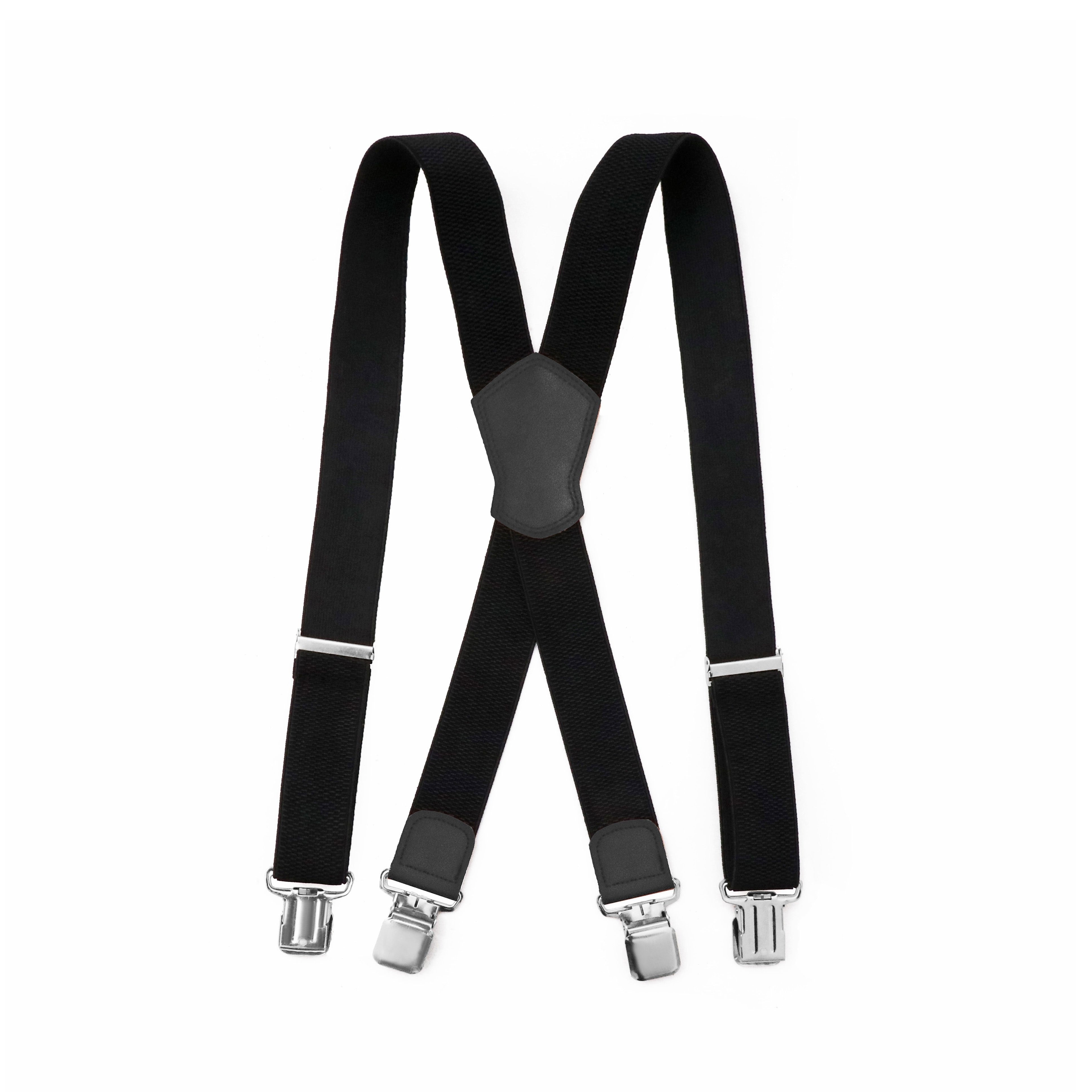 Men's Suspenders Elastic Polyester with Metal Clips Adjustable 1.5 Inch Wide