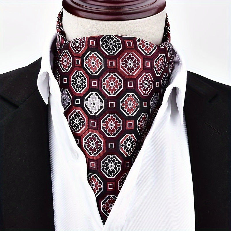 Men's Autumn Winter Double-Layer Paisley Pattern Collared Shirt Scarf for Casual Formal