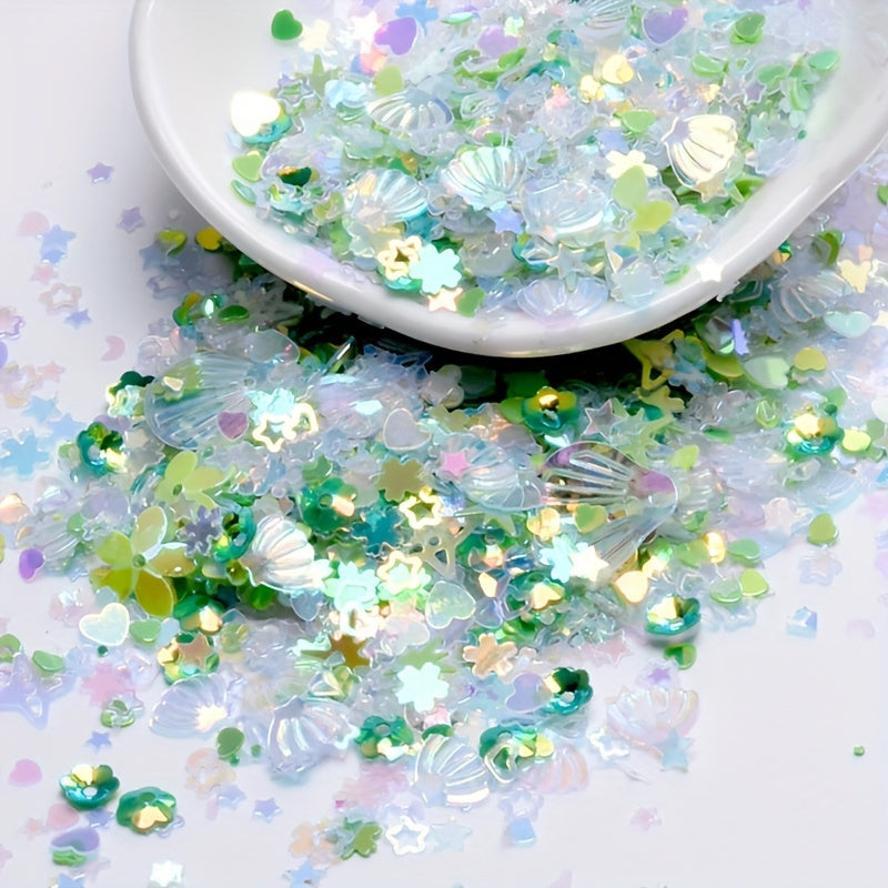 Turli shell shaklidagi porloqlik 3-13mm kiyimlar, sumkalar, poyabzal va mermaid bezaklari uchun