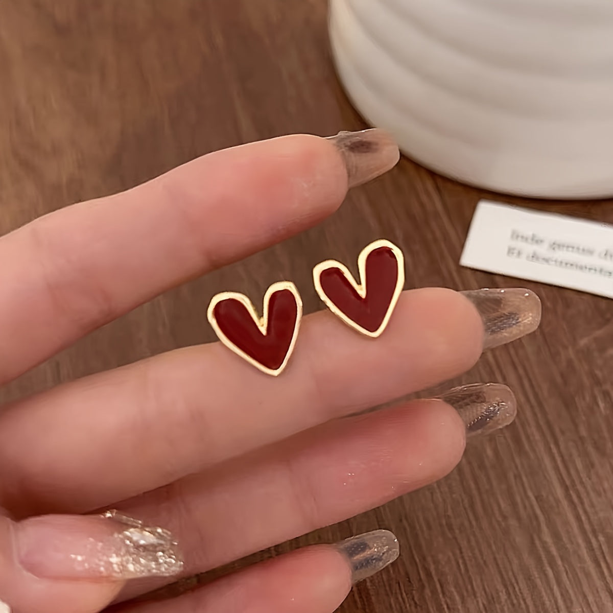 Women's Red Heart Stud Earrings Zinc Alloy Casual Jewelry