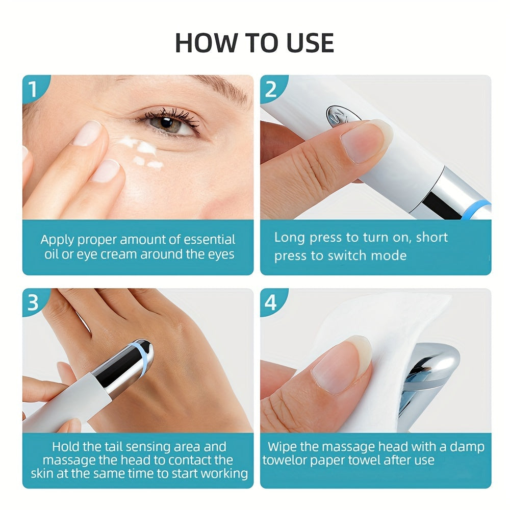 Rechargeable Eye Massager Pen for Puffiness Dark Circles and Fatigue Heated Vibrating Wand Toning Skin