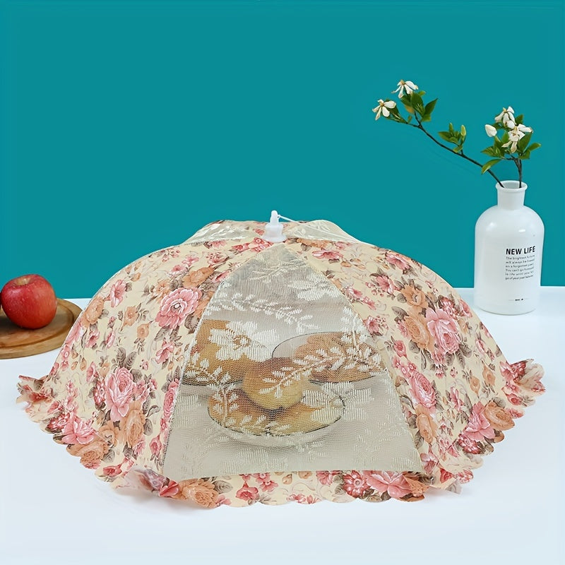Foldable Floral Food Cover with Large Capacity, Rectangular and Round Mesh Dust Fly Protection