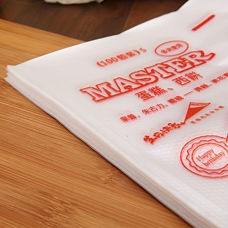 100 Premium Disposable Piping Bags for Cake Decorating, Durable Plastic