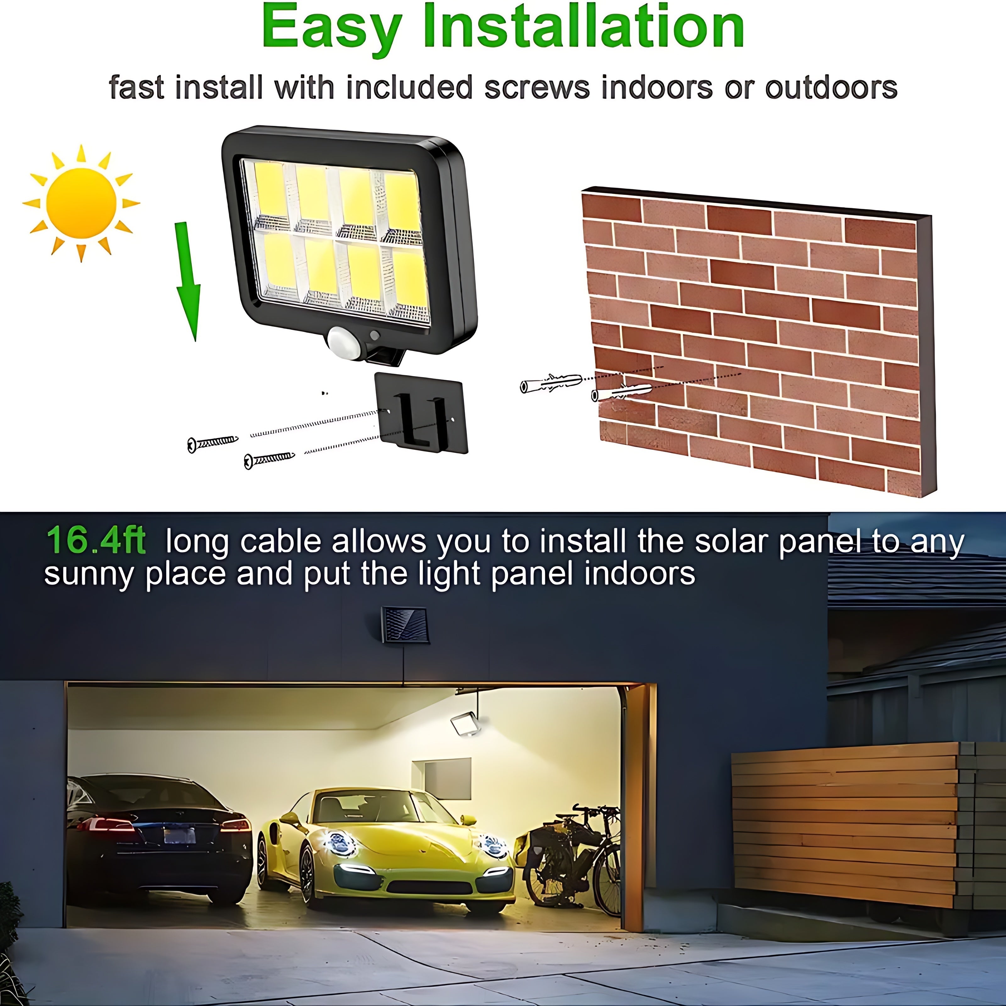 160 LED Solar Sensor Lights for Garden Patio Walkway Garage Outdoor Security