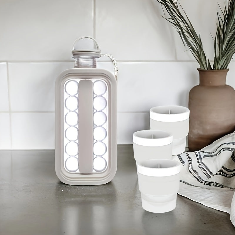 Unisex Folding Ice Maker and Water Bottle Set for Cocktails and Barbecue