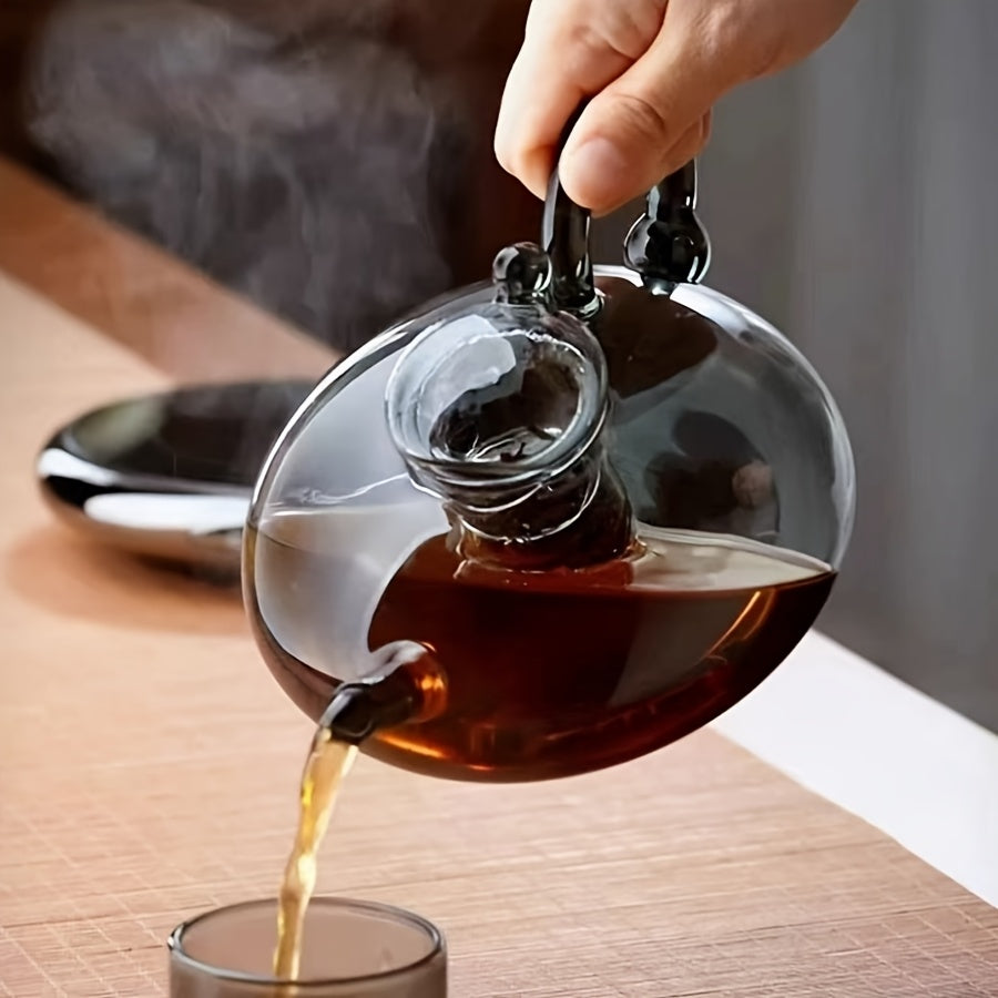 High Borosilicate Heat-Resistant Glass Teapot for Brewing Tea on Open Flames and Stoves