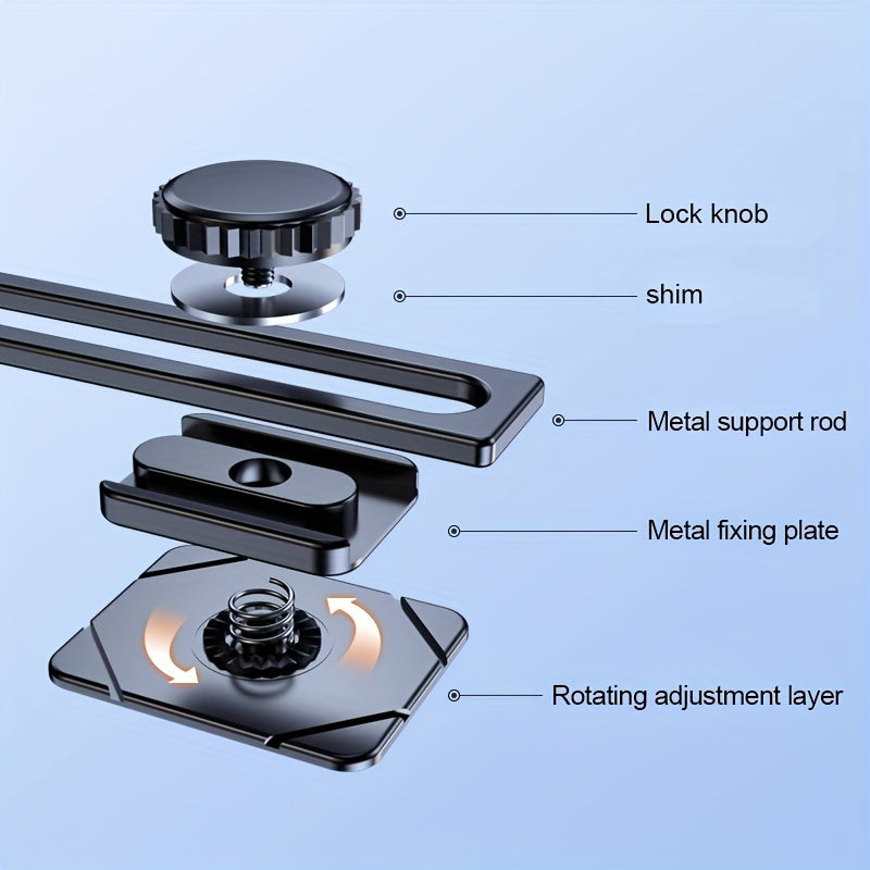 Car Phone Holder Aluminum Alloy Rotatable Scalable Square Dashboard Mount