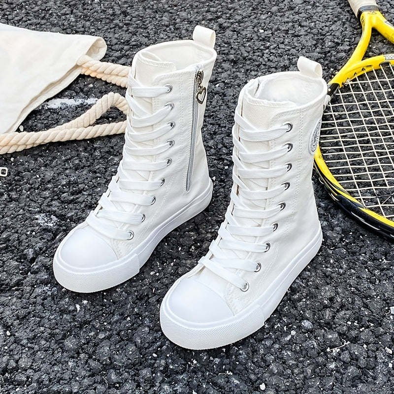 Kids' High-Top Canvas Sneakers for Boys and Girls Breathable Soft Sole Vintage Lace-Up