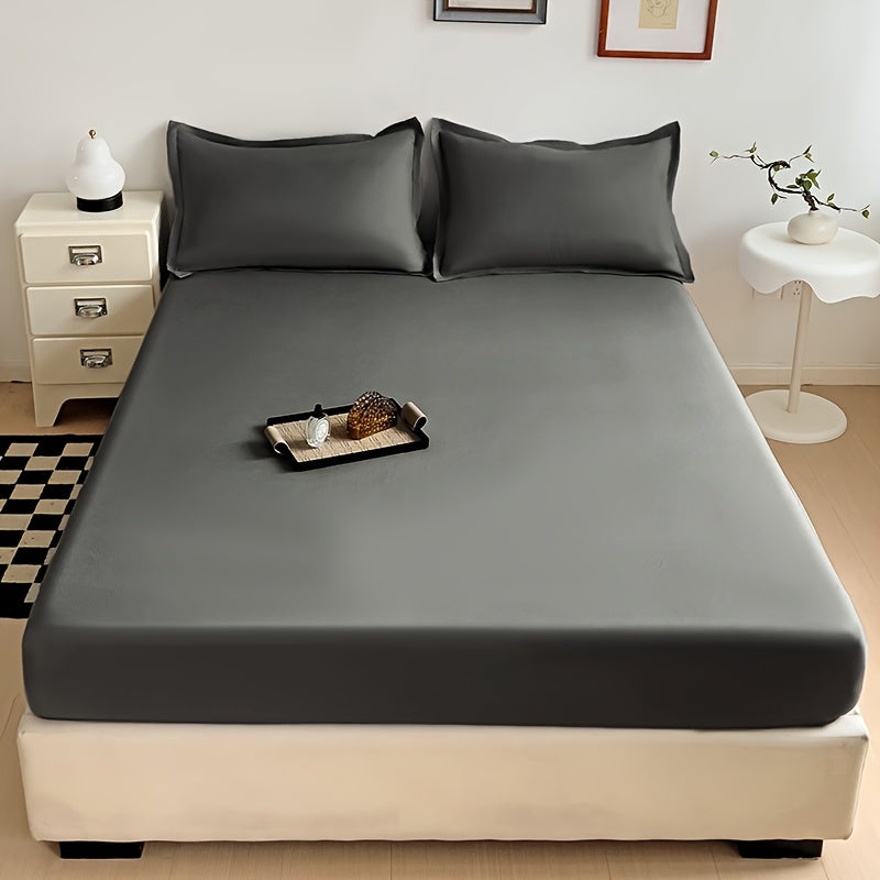 Sábana ajustada de microfibra transpirable, azul profundo, resistente a manchas, ropa de cama para todas las estaciones