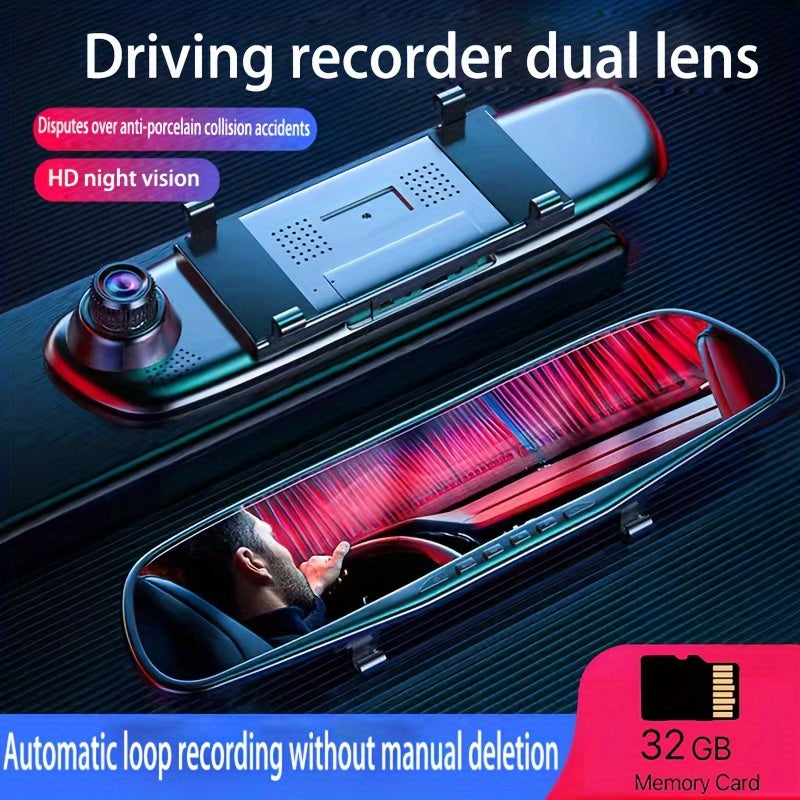 Dual-Lens HD Car Dash Cam with Reverse Image and Loop Recording