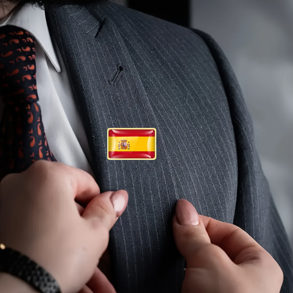 Set of 20 Spanish Flag Alloy Lapel Pins Square National Emblem Brooches for Jackets Backpacks Accessories