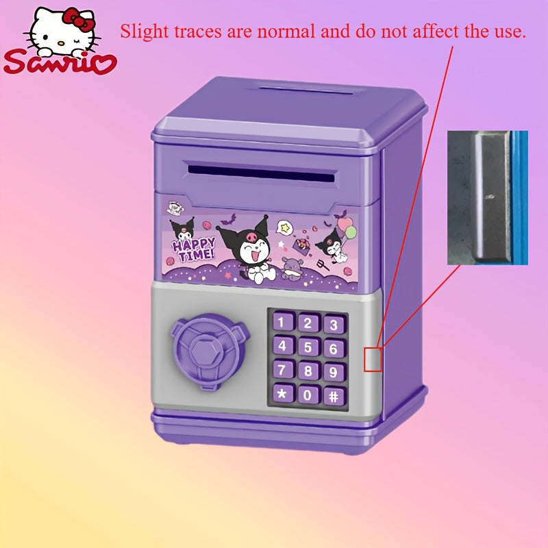 Mini Password Coin Bank for Kids with Cartoon Curly Melody, Self-Aware Lock, Plastic, White Red Purple