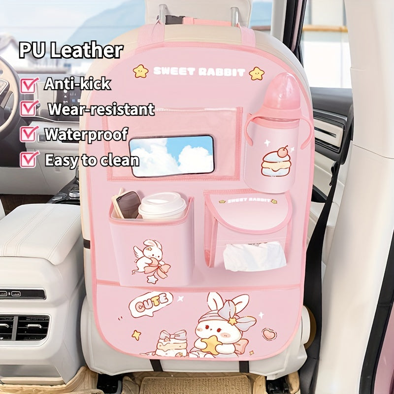 Organizador de asiento de coche multifuncional con diseño de dibujos animados para accesorios de viaje