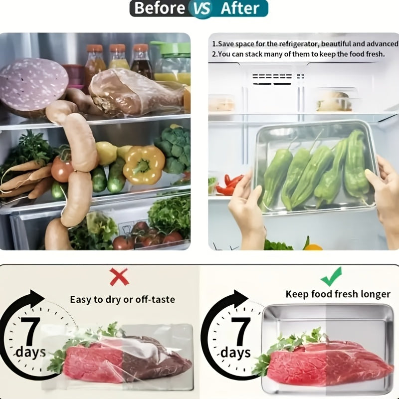 Set of 6 Large Stainless Steel Square Food Storage Containers Leakproof Stackable for Meat Fruits Vegetables