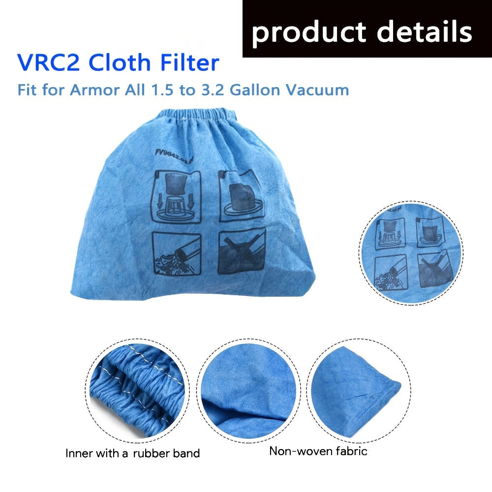 Yuviladigan va qayta ishlatiladigan mato filtri to'plami, ho'l va quruq vakuumlar uchun 1.5-12.11L