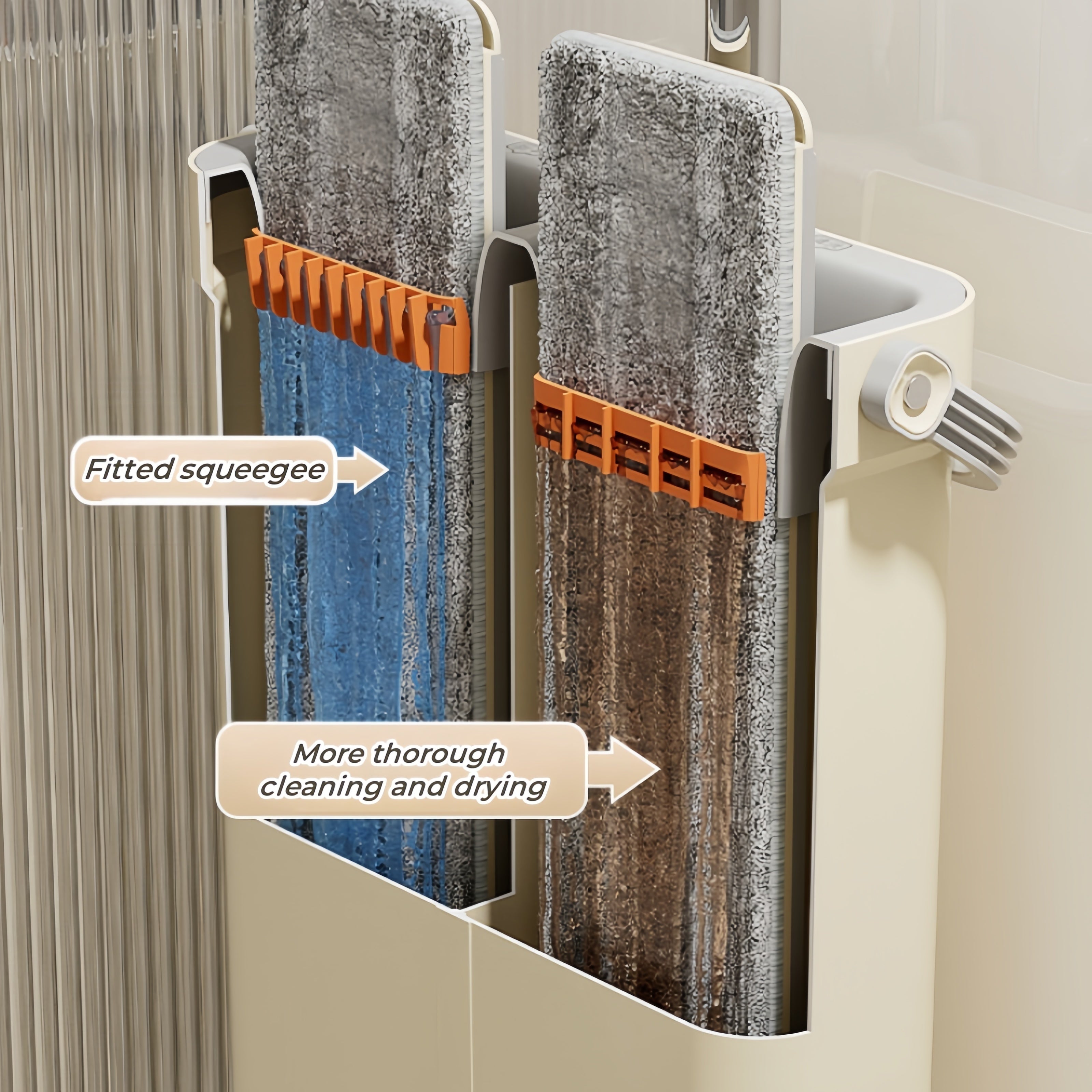 Qayta ishlatiladigan mikrotoʻlqinli yostiqlari bilan o'z-o'zini yuvadigan spreylash mop to'plami, ho'l va quruq polni tozalash uchun