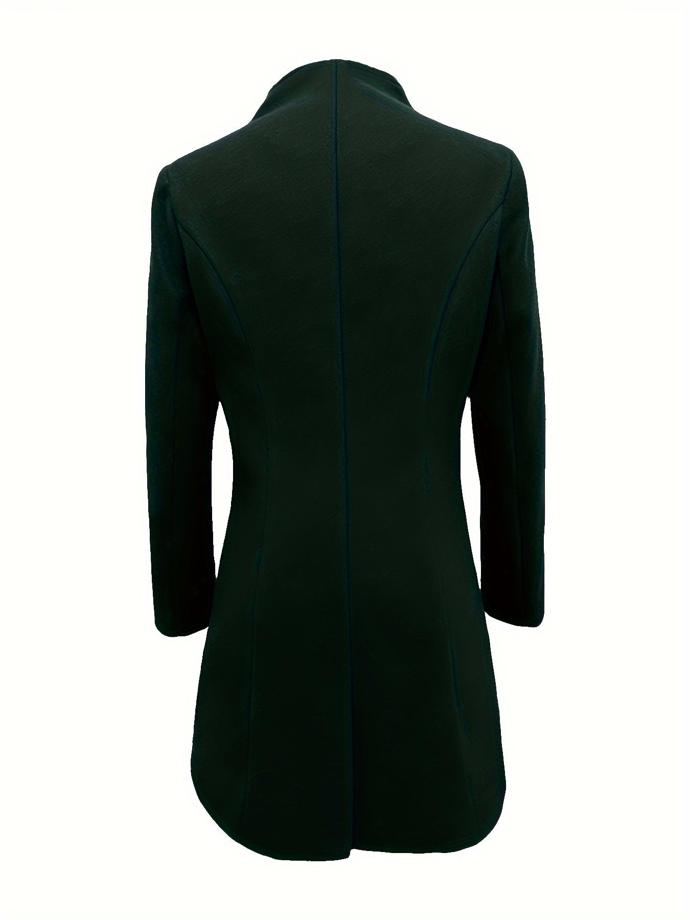 Women's Solid Polyester Single-Breasted Coat with Long Sleeves for Fall Winter