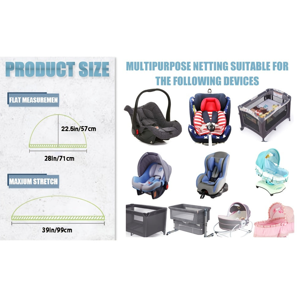 Baby Mosquito Net for Car Seats Strollers Bassinets Breathable White