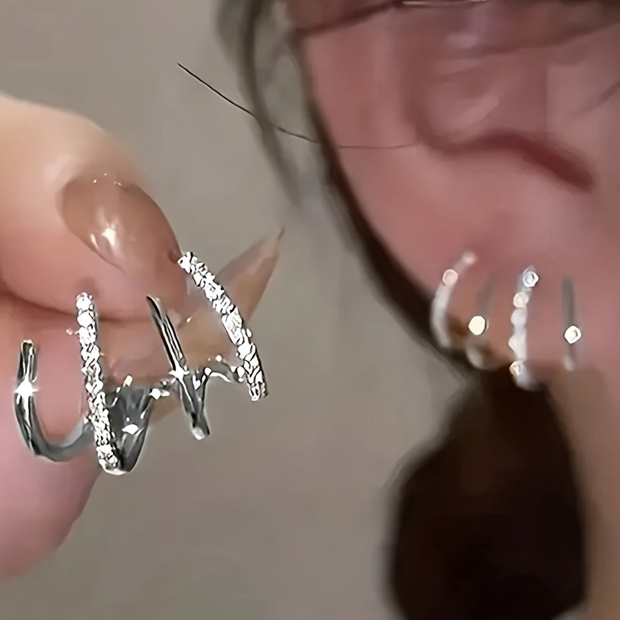 Women's U-Shaped Earrings Zinc Alloy Rhinestones Stainless Steel Hooks