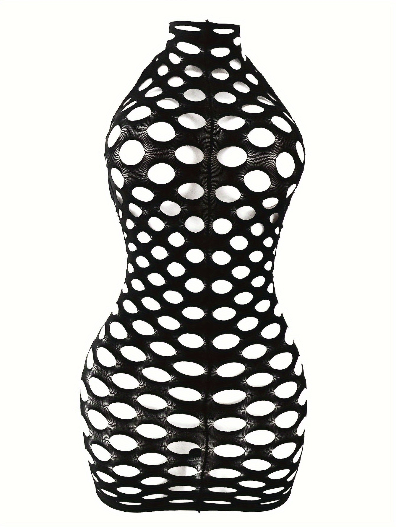 Women’s Fishnet Bodycon Dress with Halter Back and Cutout Details Sexy Lingerie