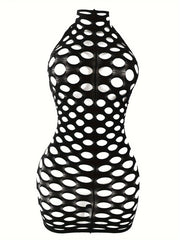 Women’s Fishnet Bodycon Dress with Halter Back and Cutout Details Sexy Lingerie
