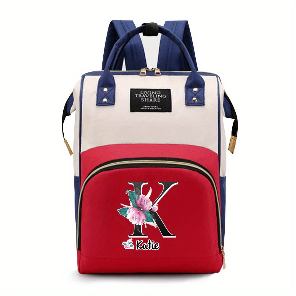 Персонализированная сумка для подгузников из оксфордской ткани с индивидуальными инициалами - Просторная сумка для мам с дизайном букв A-Z, идеальна для путешествий и повседневного использования, с карманами для бутылочек для женщин