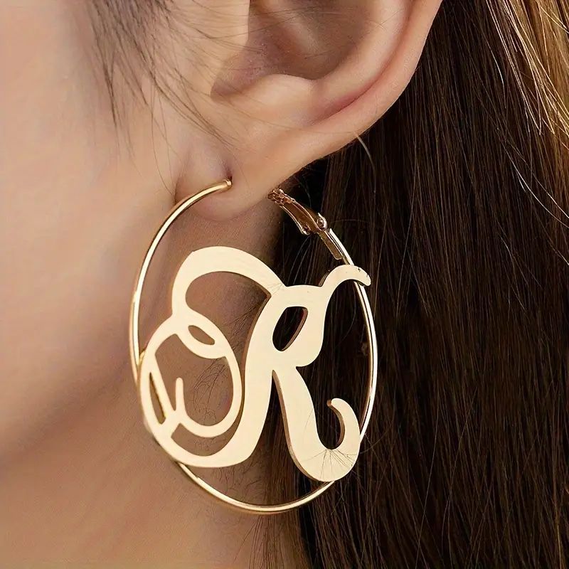 2 ta Maxsus Nikel Qoplamali Po'latdan Yasalgan Harf Halqalari - Harf Dizayni bilan Shaxsiylashtirilgan, Partiyalar va Bayram Tadbirlarida Ajoyib, Kelinlar uchun Sovg'a yoki Rojdestvo Sovg'alari uchun Mukammal.