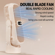 Raqamli displeyli portativ stol fanati, USB bilan qayta zaryadlanadigan, sozlanadigan havo oqimi