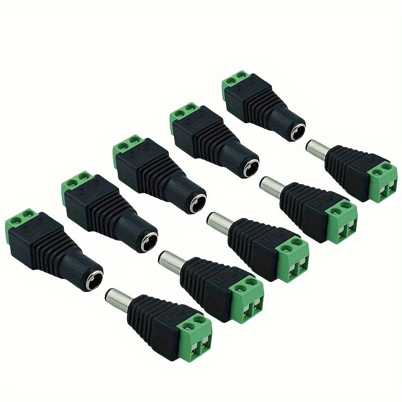 5 Pieces Male Female DC Power Connector Plug Adapter 5.5mm x 2.1mm for LED and CCTV