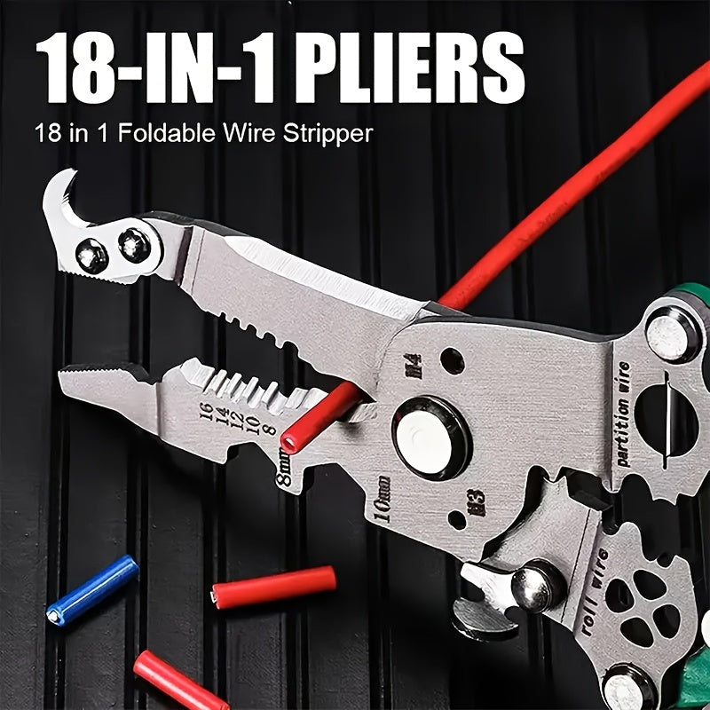 Multifunctional Foldable Wire Stripper Cutter with Hook Knife Screwdriver and Wrench