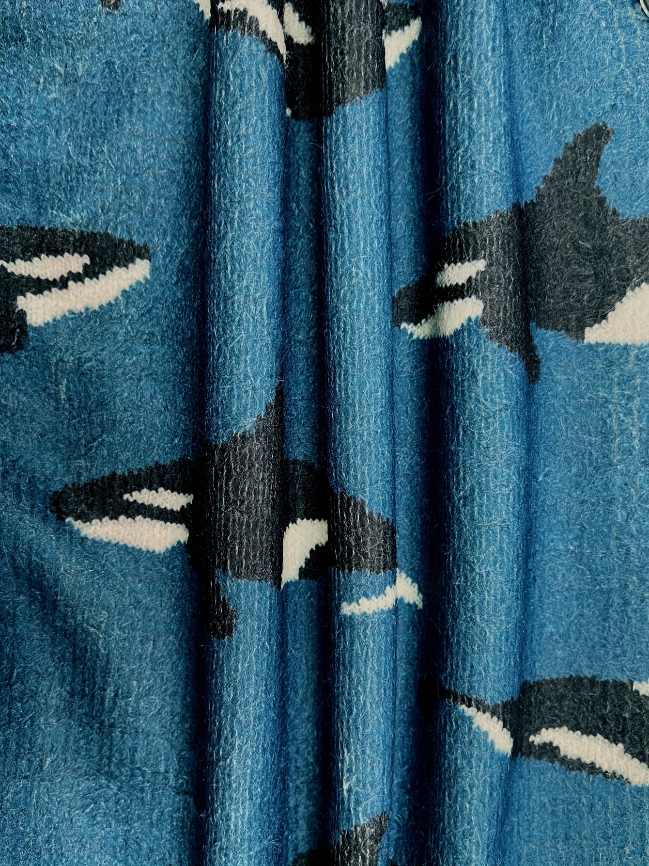 Women's Plus Size V-Neck Cardigan Sweater Polyester Knit Whale Print Long Sleeve Fall Winter