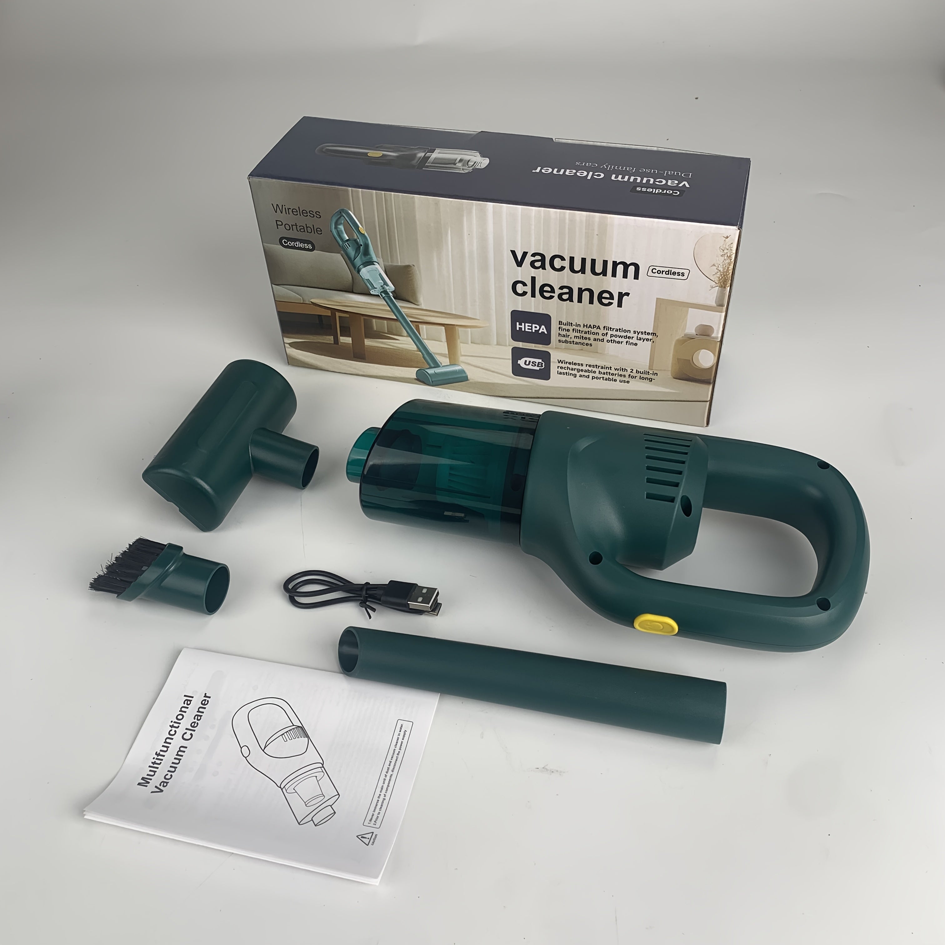 DYFDYF Qo'l vakuum tozalagichi - Yuqori quvvat, quruq/quruq, LED chiroq, uy, ofis, uy hayvonlari uchun ko'p nozul